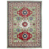 Kazak Rug Handmade Green Medallion 5x8 ft