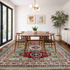 Kazak Rug Handmade Green Medallion 5x8 ft