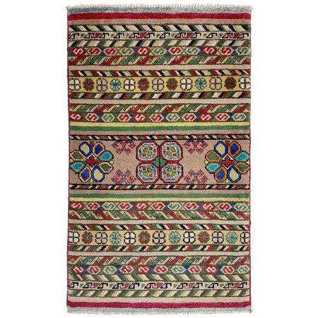 Gabbeh Area Rug Handmade Multi Medallion 2x3 ft
