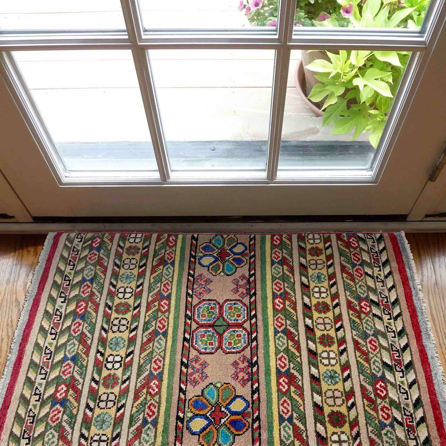Gabbeh Area Rug Handmade Multi Medallion 2x3 ft