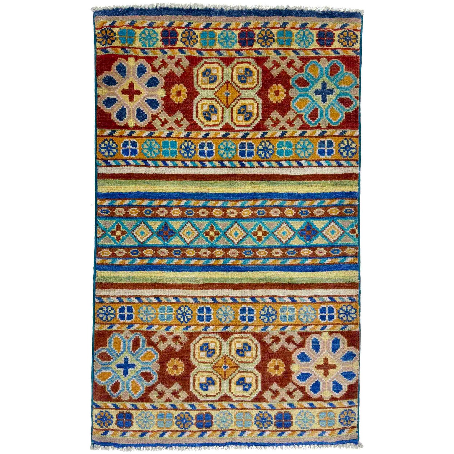 Gabbeh Area Rug Handmade Multi Medallion 2x3 ft