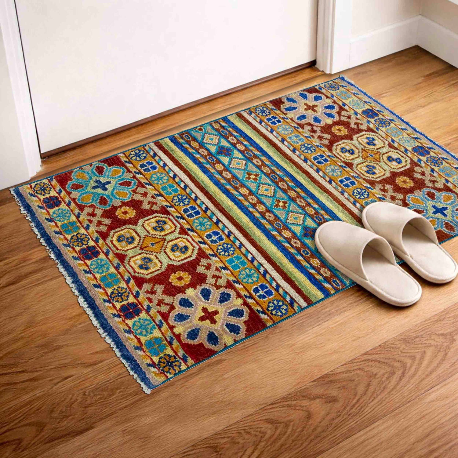 Gabbeh Area Rug Handmade Multi Medallion 2x3 ft