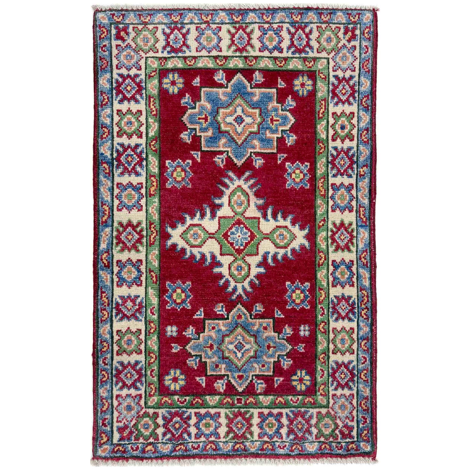 Kazak Rug Handmade Red Medallion 2 x 3 ft