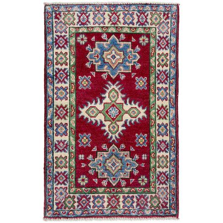 Kazak Rug Handmade Red Medallion 2 x 3 ft