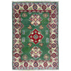 Kazak Rug Handmade Green Medallion 2 x 3 ft