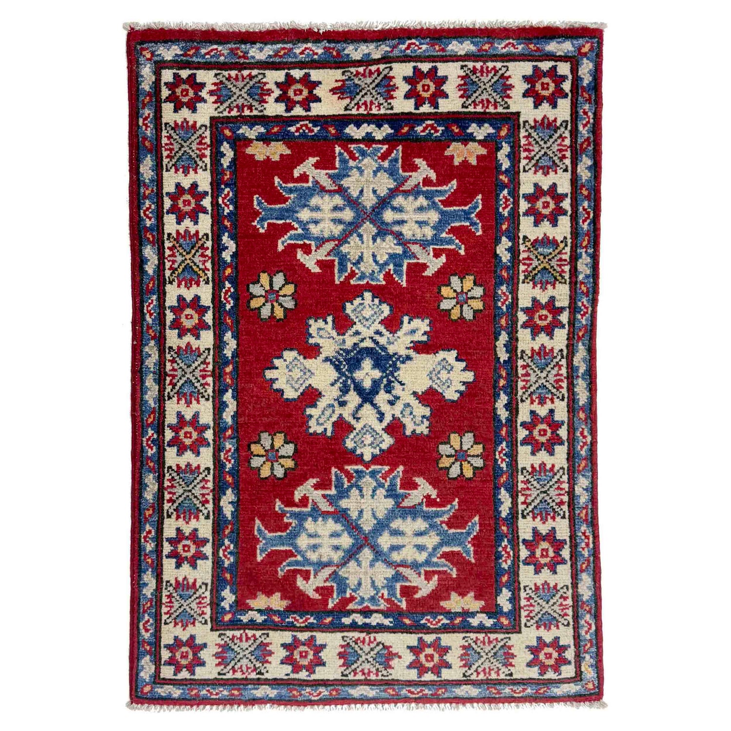 Kazak Rug Handmade Red Medallion 2 x 3 ft