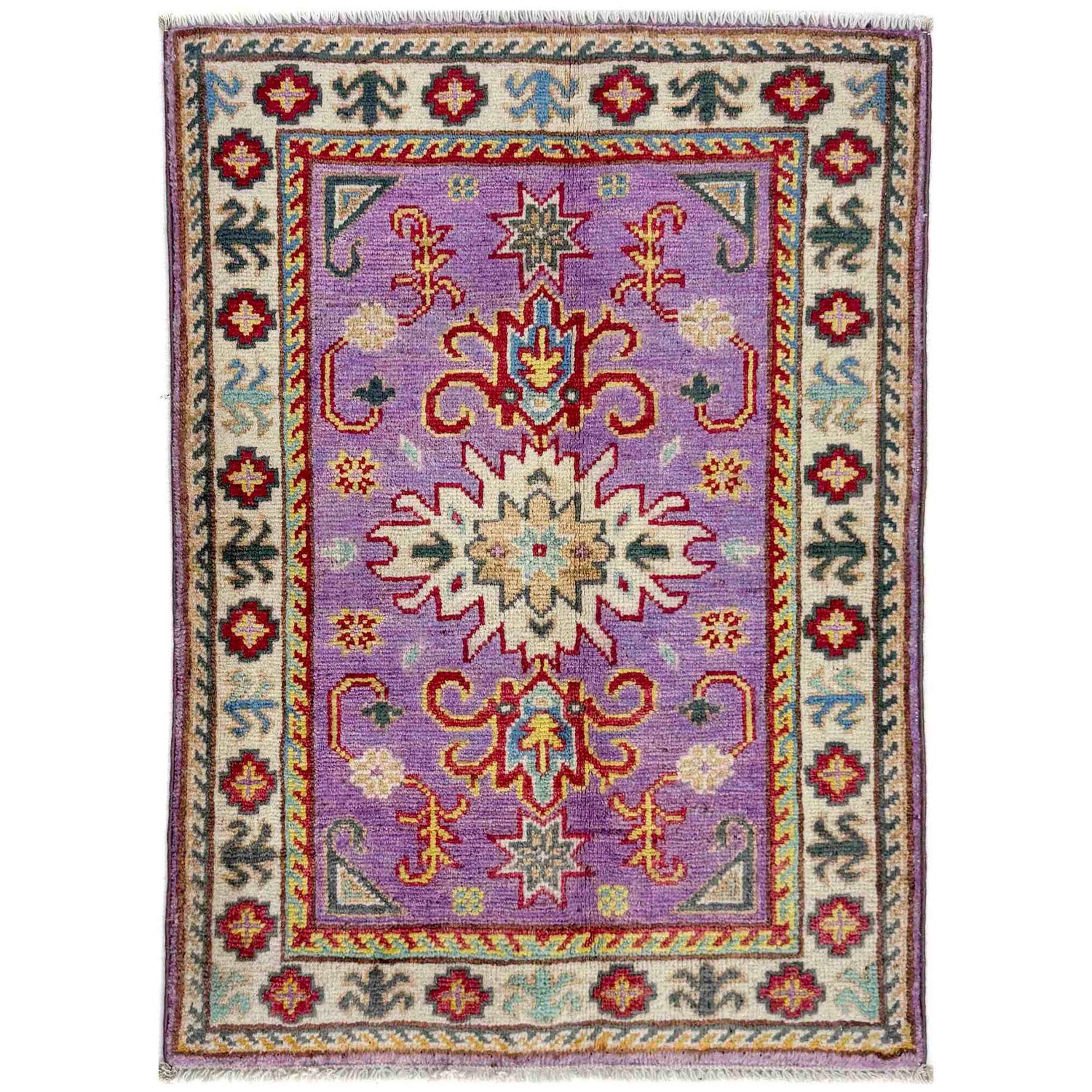 Kazak Rug Handmade Pink Medallion 2 x 3 ft