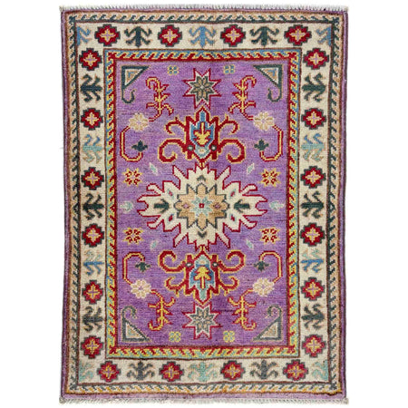 Kazak Rug Handmade Pink Medallion 2 x 3 ft