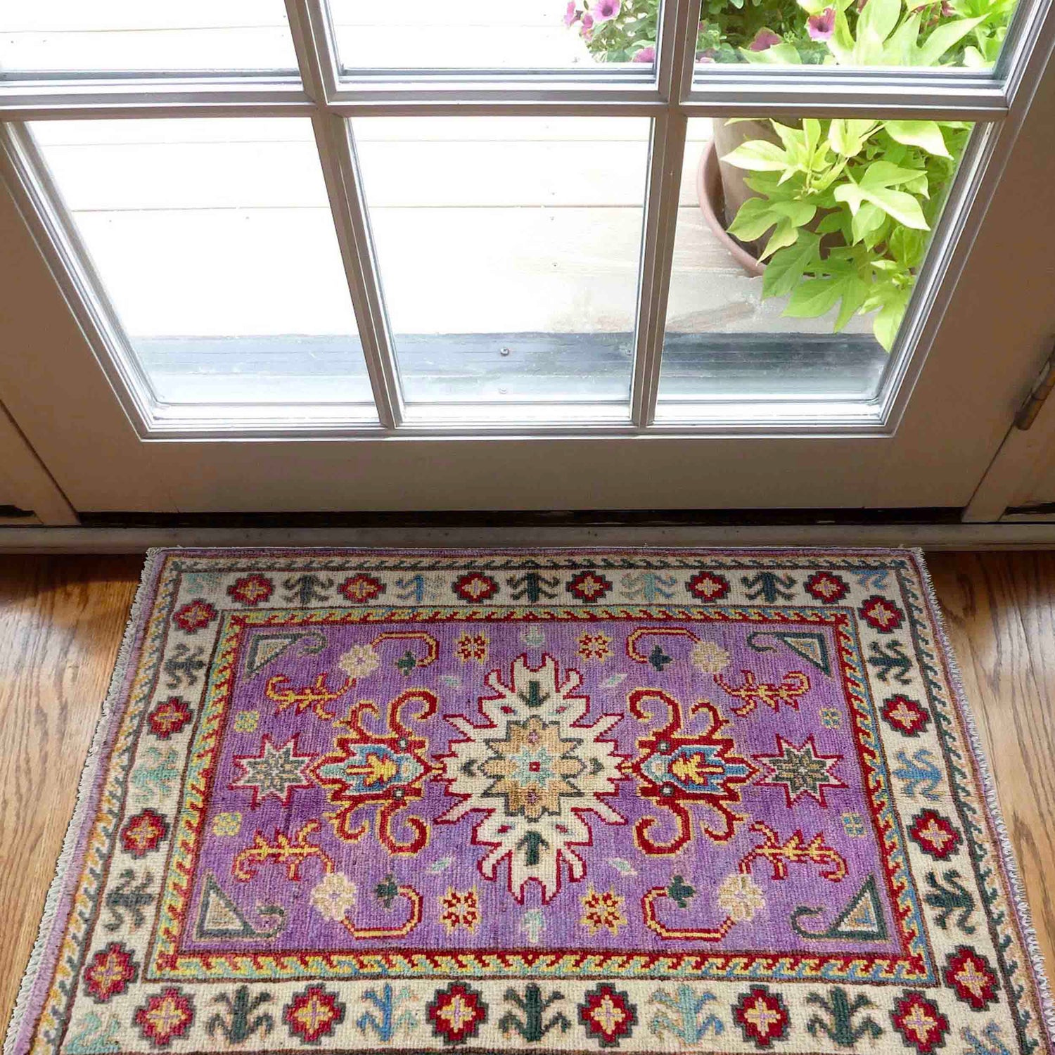 Kazak Rug Handmade Pink Medallion 2 x 3 ft