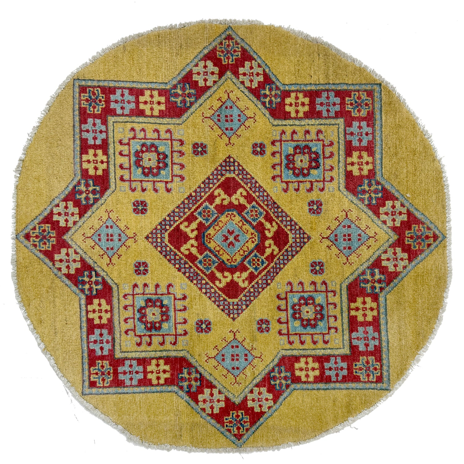 Kazak Rug Handmade Multi Medallion 3x3 ft