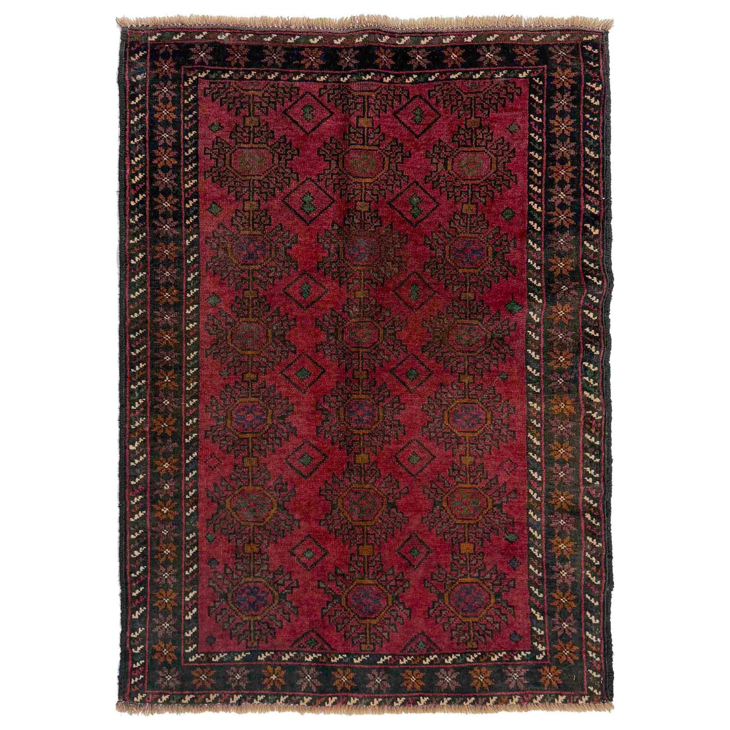 Baluchi Rug Handmade Red Geometric 2x4 ft
