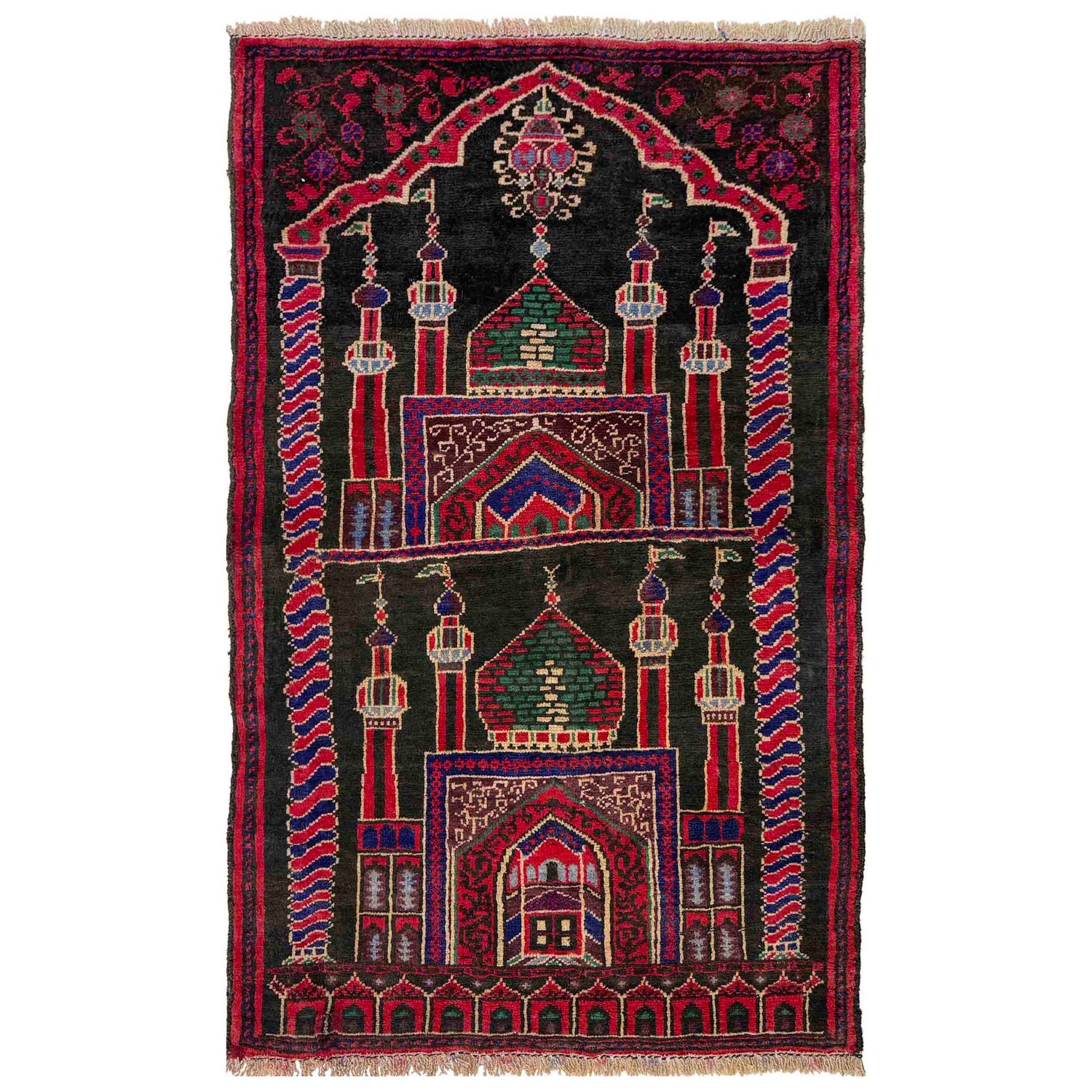 Baluchi Rug Handmade Multi Prayer Design 2x4 ft