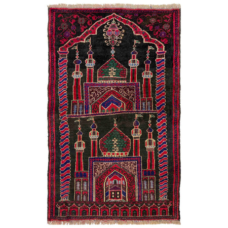 Baluchi Rug Handmade Multi Prayer Design 2x4 ft