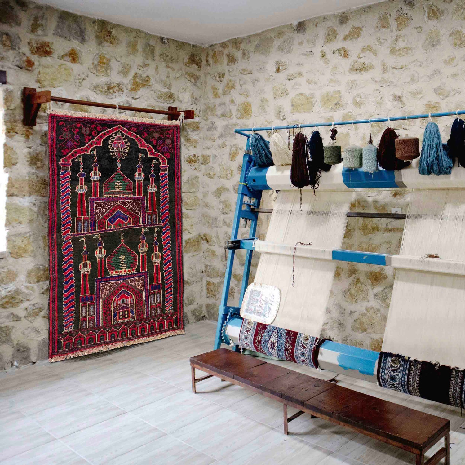 Baluchi Rug Handmade Multi Prayer Design 2x4 ft