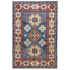 Kazak Rug Handmade Blue Medallion 2x4 ft