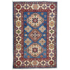 Kazak Rug Handmade Blue Medallion 2x4 ft