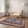 Kazak Rug Handmade Blue Medallion 2x4 ft