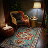 Kazak Rug Handmade Blue Medallion 2x4 ft