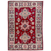 Kazak Rug Handmade Red Medallion 2x4 ft