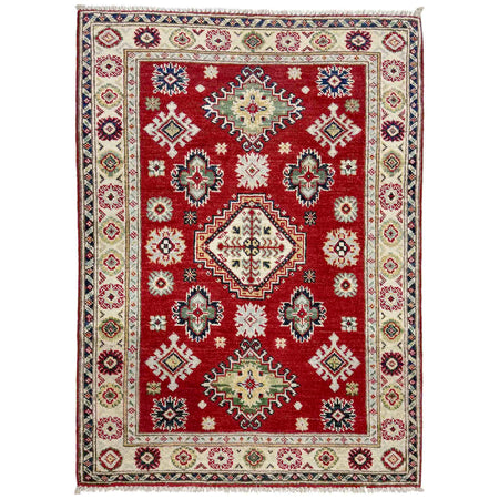 Kazak Rug Handmade Red Medallion 2x4 ft