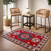 Kazak Rug Handmade Red Medallion 2x4 ft