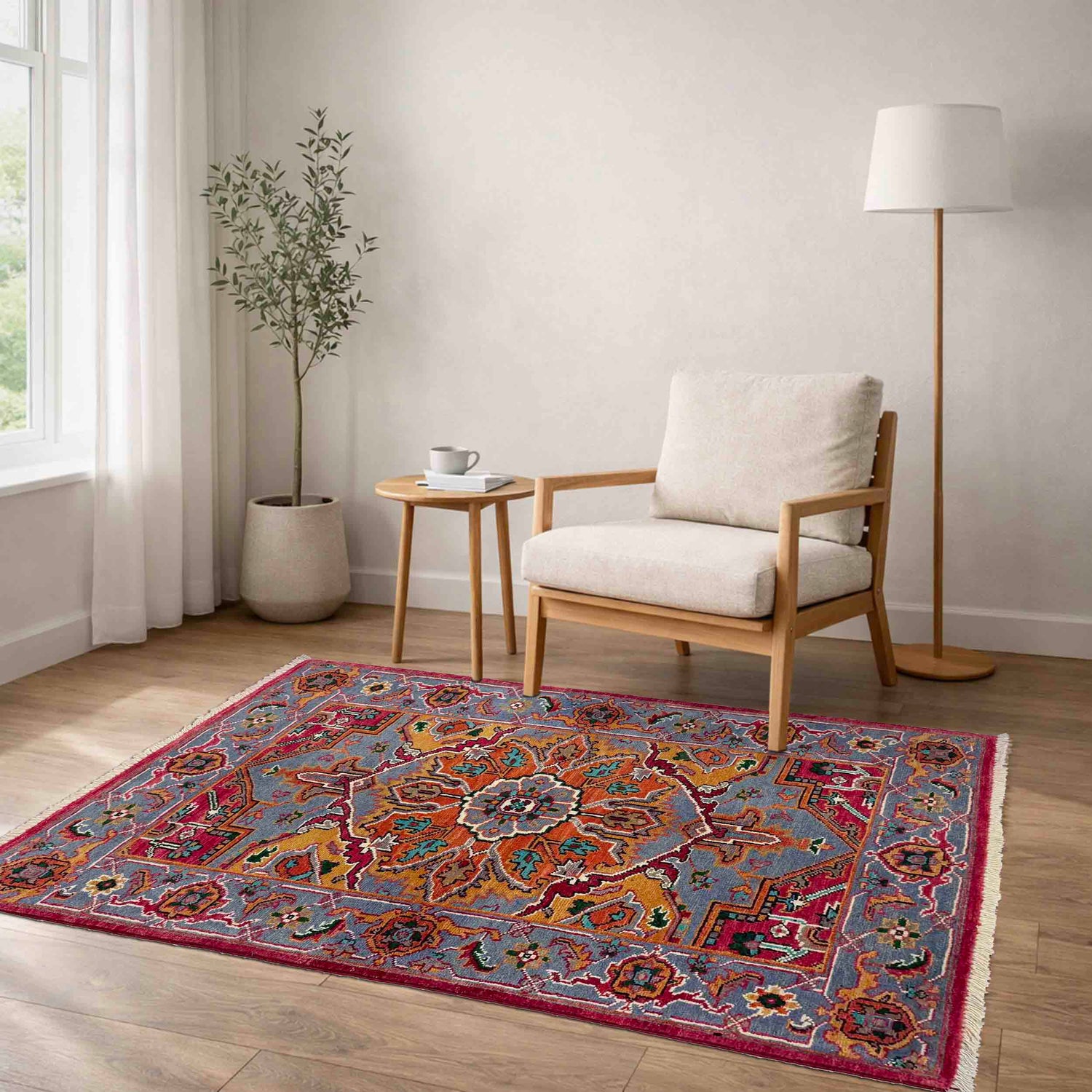 Heriz Area Rug Handmade Multi Medallion 2x4 ft