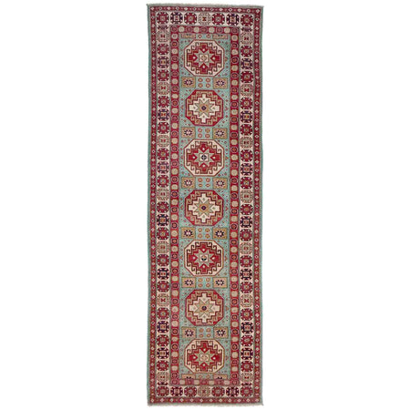 Kazak Rug Handmade Gray Medallion 10' Runner