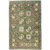 Waziri Area Rug Handmade Green Medallion 4x6 ft