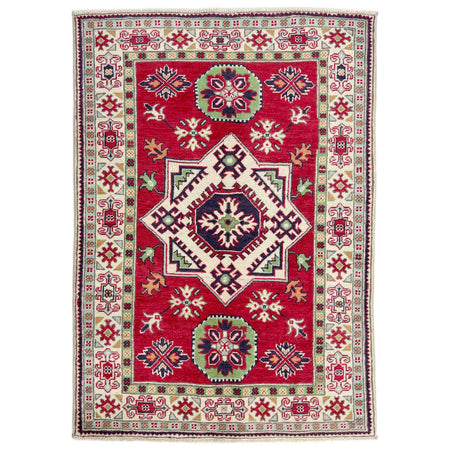 Kazak Rug Handmade Red Medallion 3x5 ft