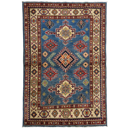 Kazak Rug Handmade Blue Medallion 3x5 ft