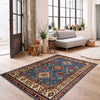Kazak Rug Handmade Blue Medallion 3x5 ft