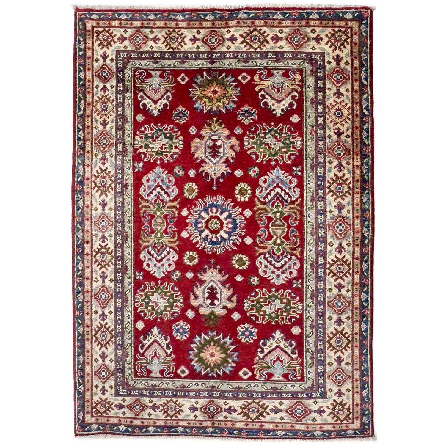 Kazak Rug Handmade Red Medallion 3x5 ft