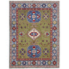 Kazak Rug Handmade Green Medallion 4x7 ft