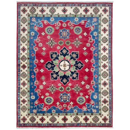 Kazak Rug Handmade Red Medallion 7x10 ft