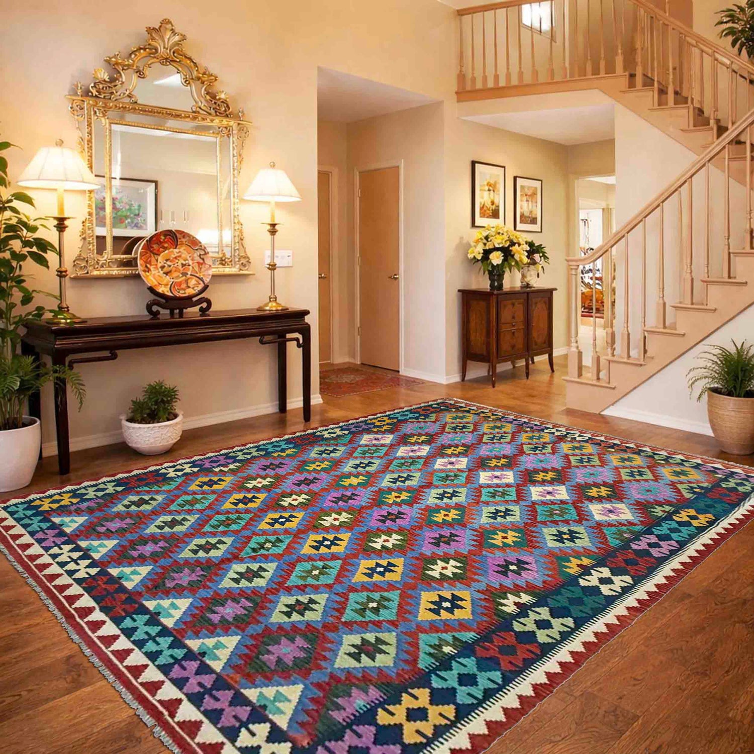 Handmade Multi Kilim Geometric 7x10 ft
