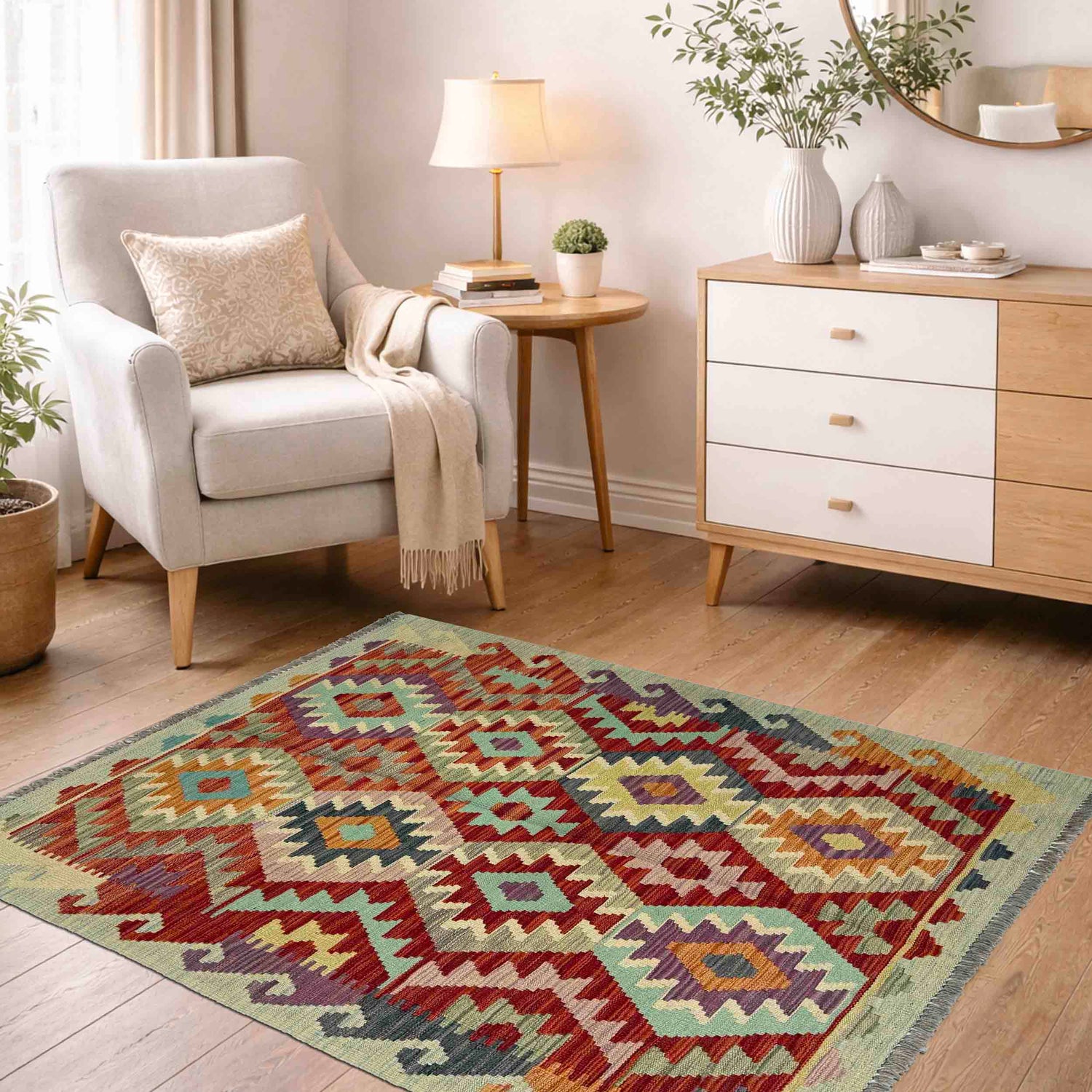 Handmade Multi Kilim Geometric 3x5 ft