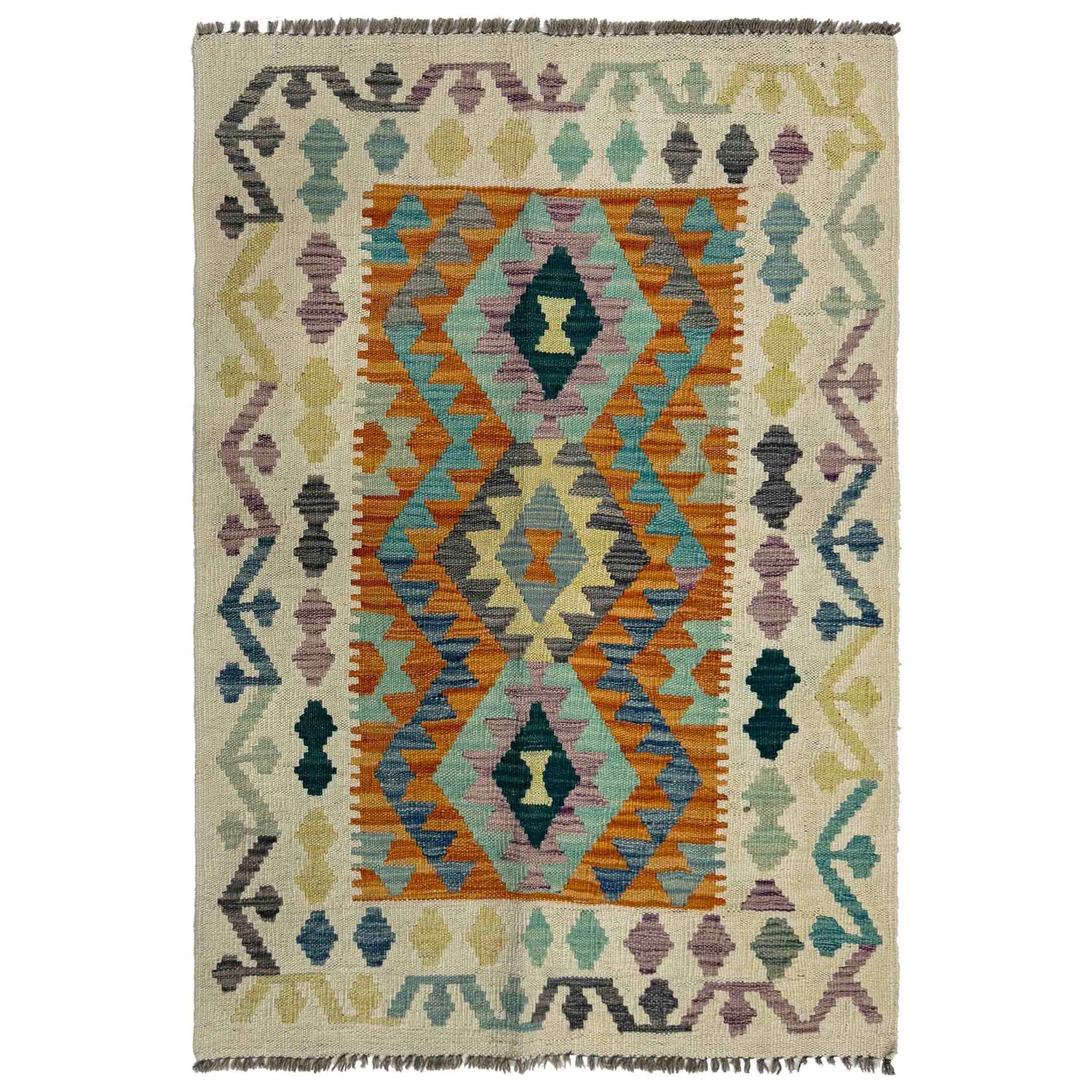Handmade Multi Kilim Geometric 2x4 ft