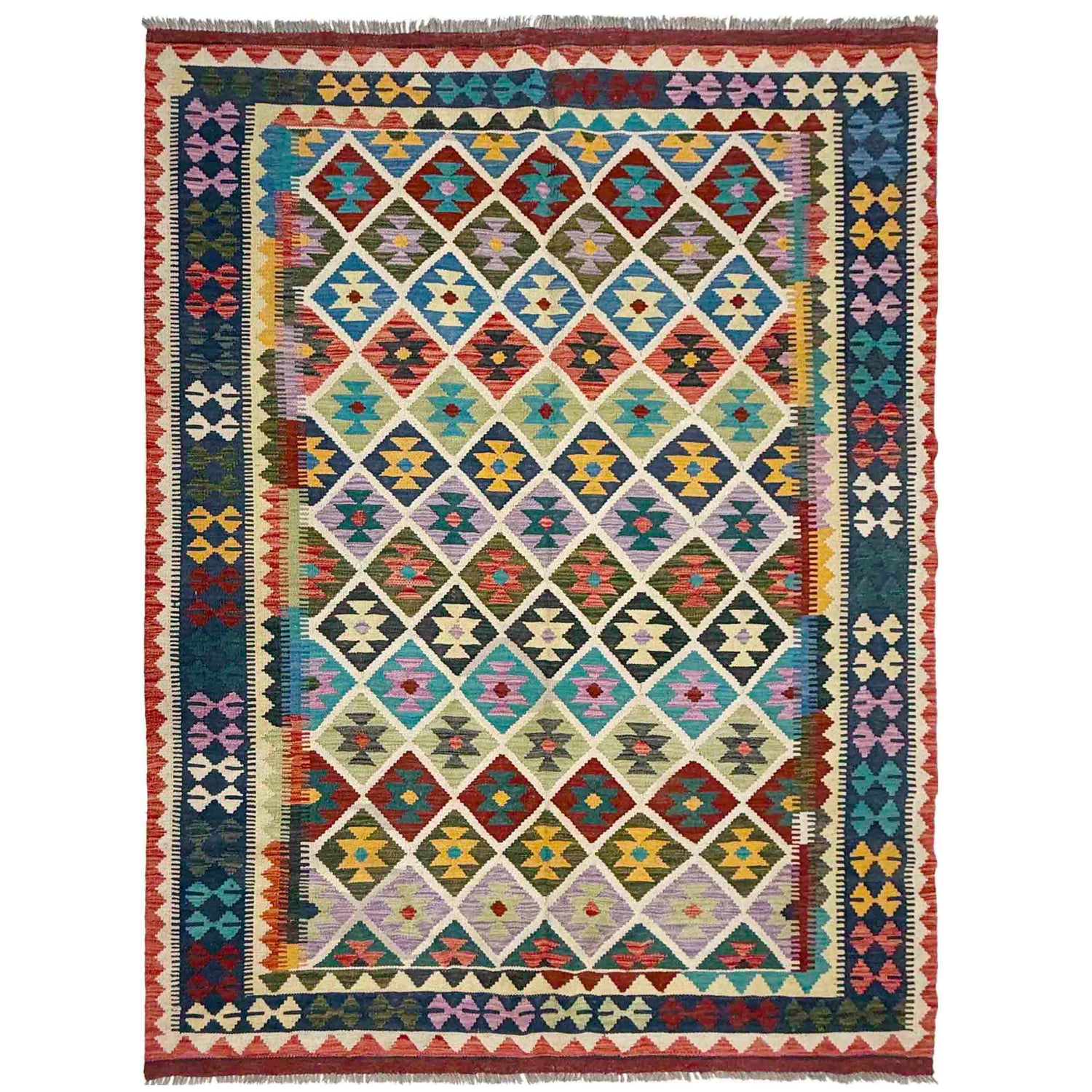 Handmade Multi Kilim Geometric 5x8 ft