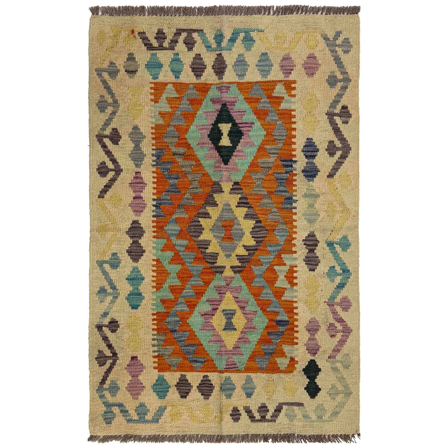 Handmade Multi Kilim Geometric 2x4 ft