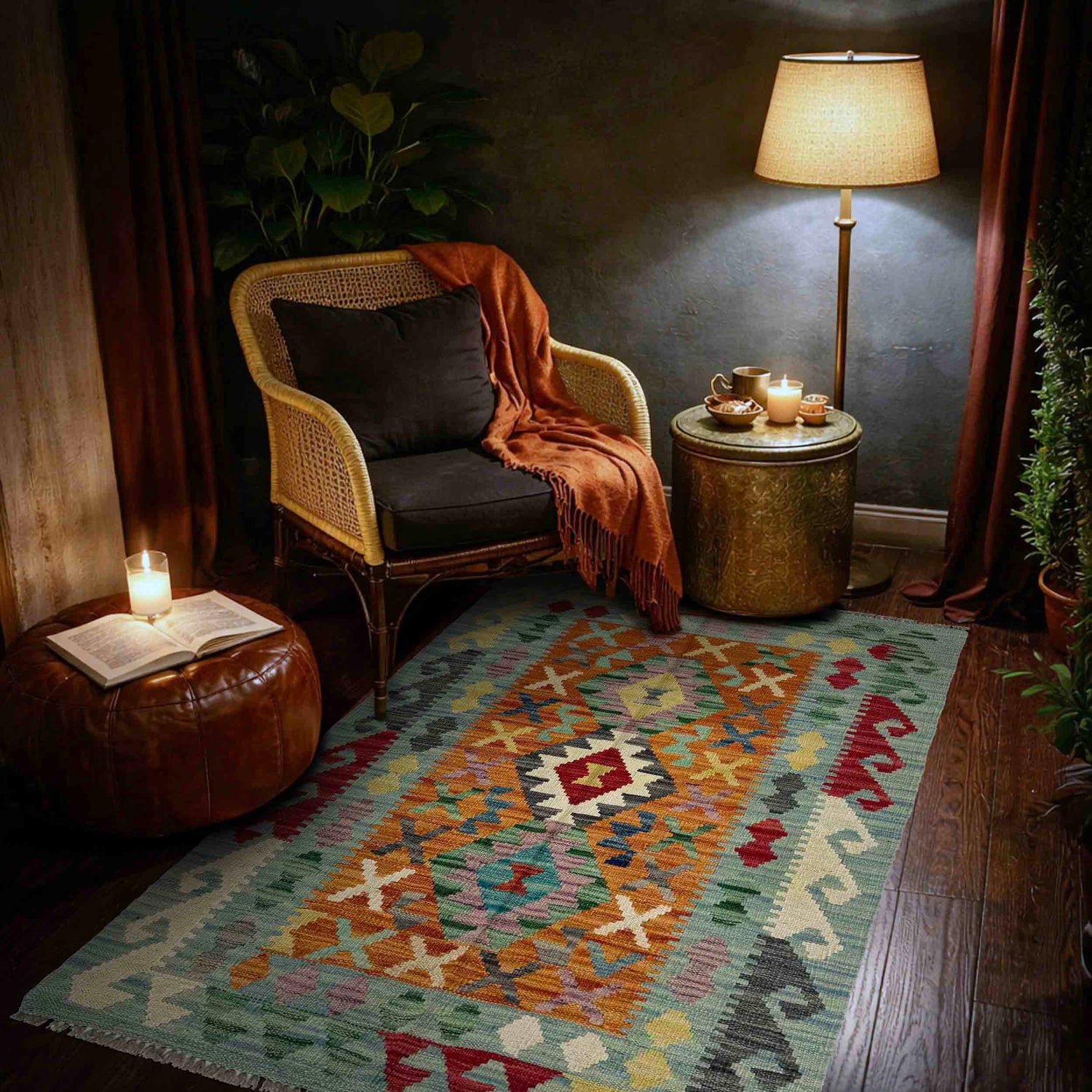 Handmade Multi Kilim Geometric 2x4 ft
