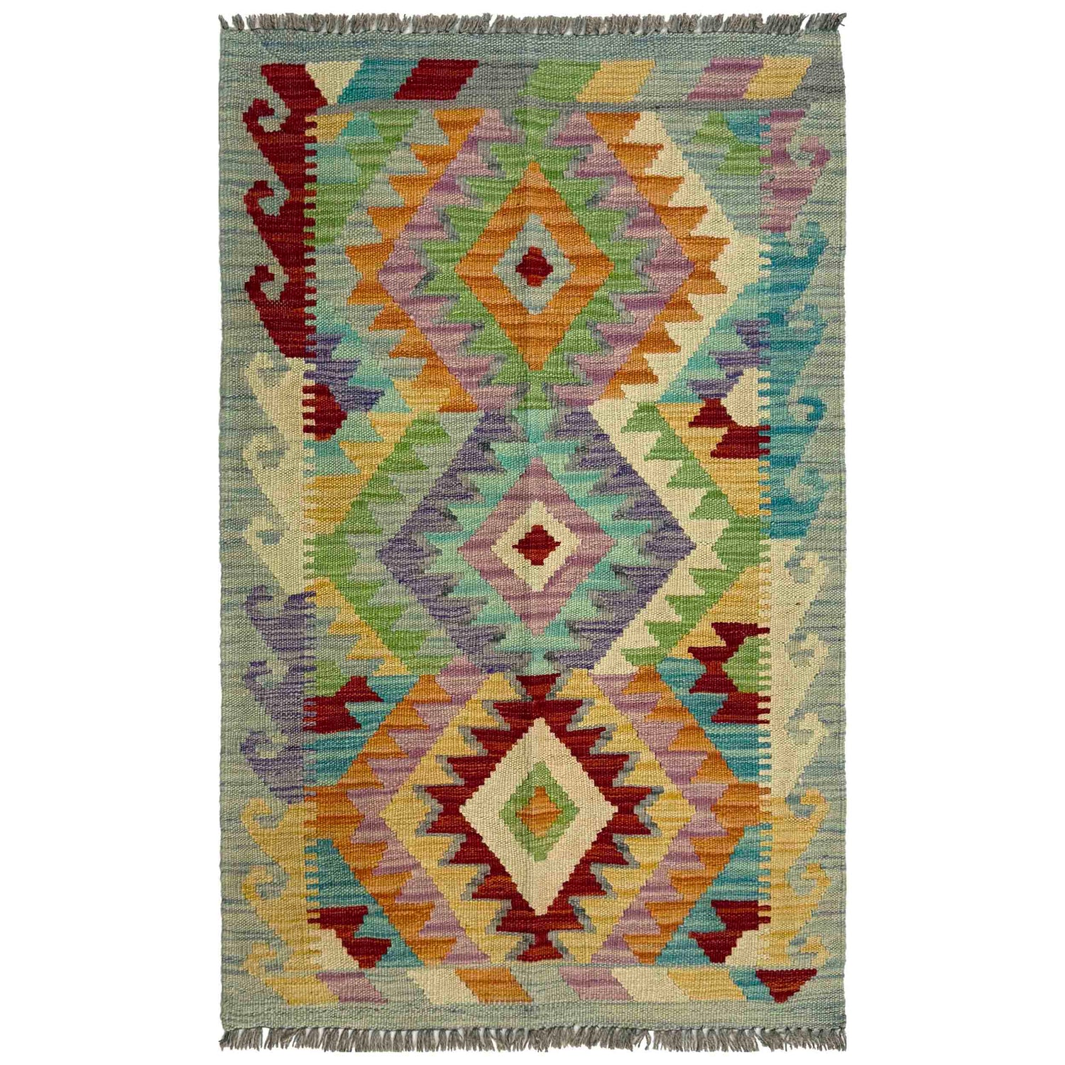 Handmade Multi Kilim Geometric 2x4 ft
