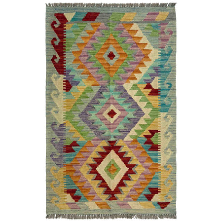 Handmade Multi Kilim Geometric 2x4 ft