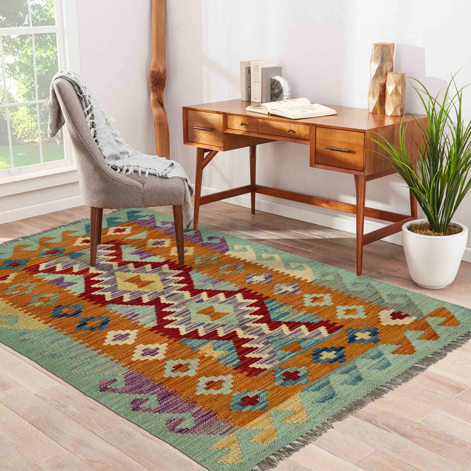 Handmade Multi Kilim Geometric 2x4 ft