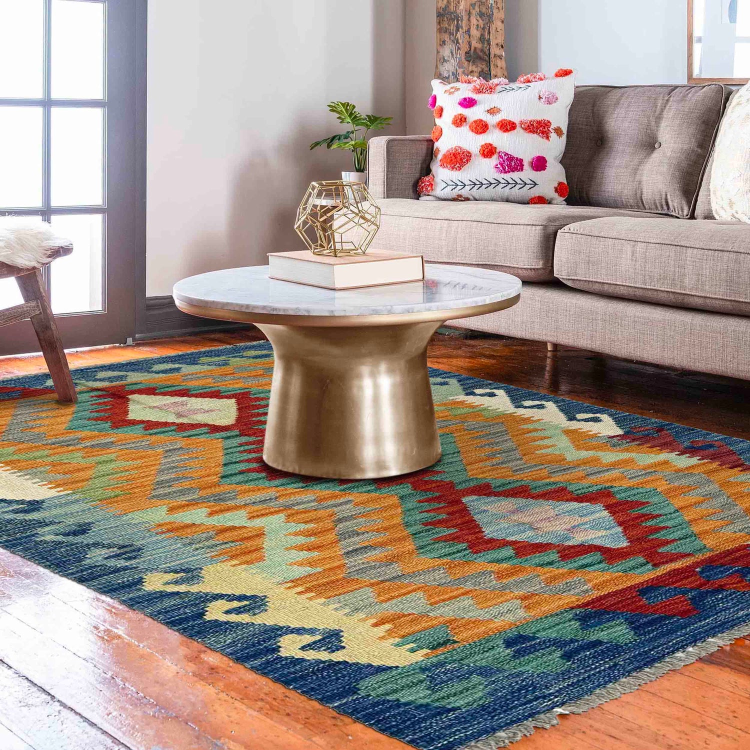 Handmade Multi Kilim Geometric 2x4 ft