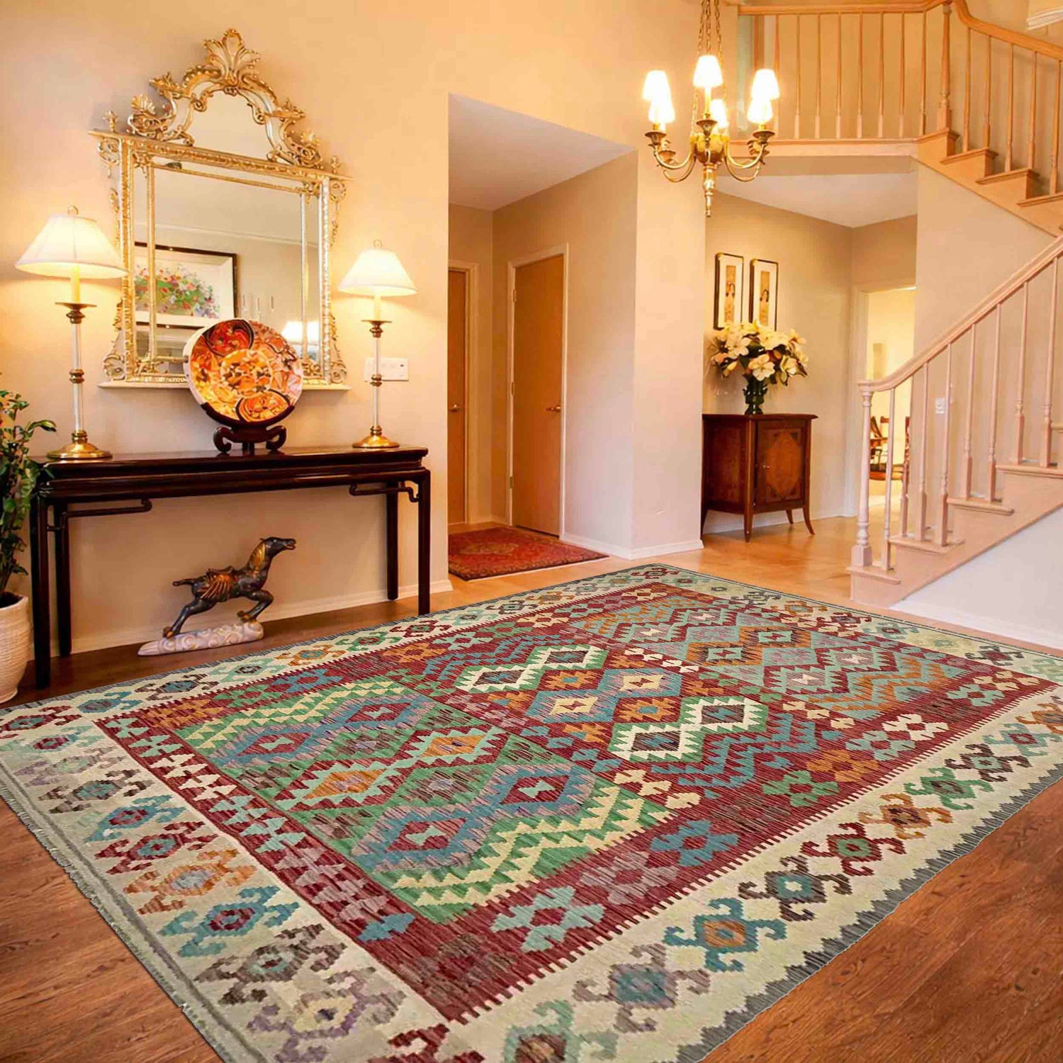 Handmade Multi Kilim Geometric 7x10 ft