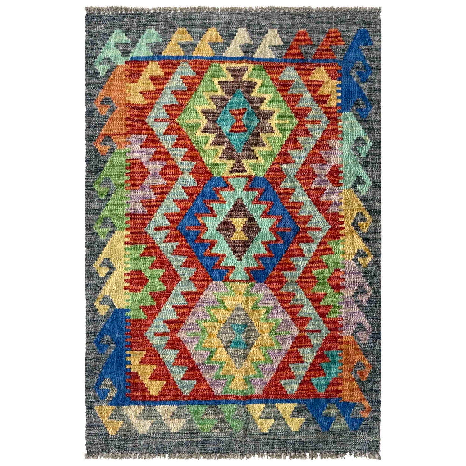 Handmade Multi Kilim Geometric 2x4 ft