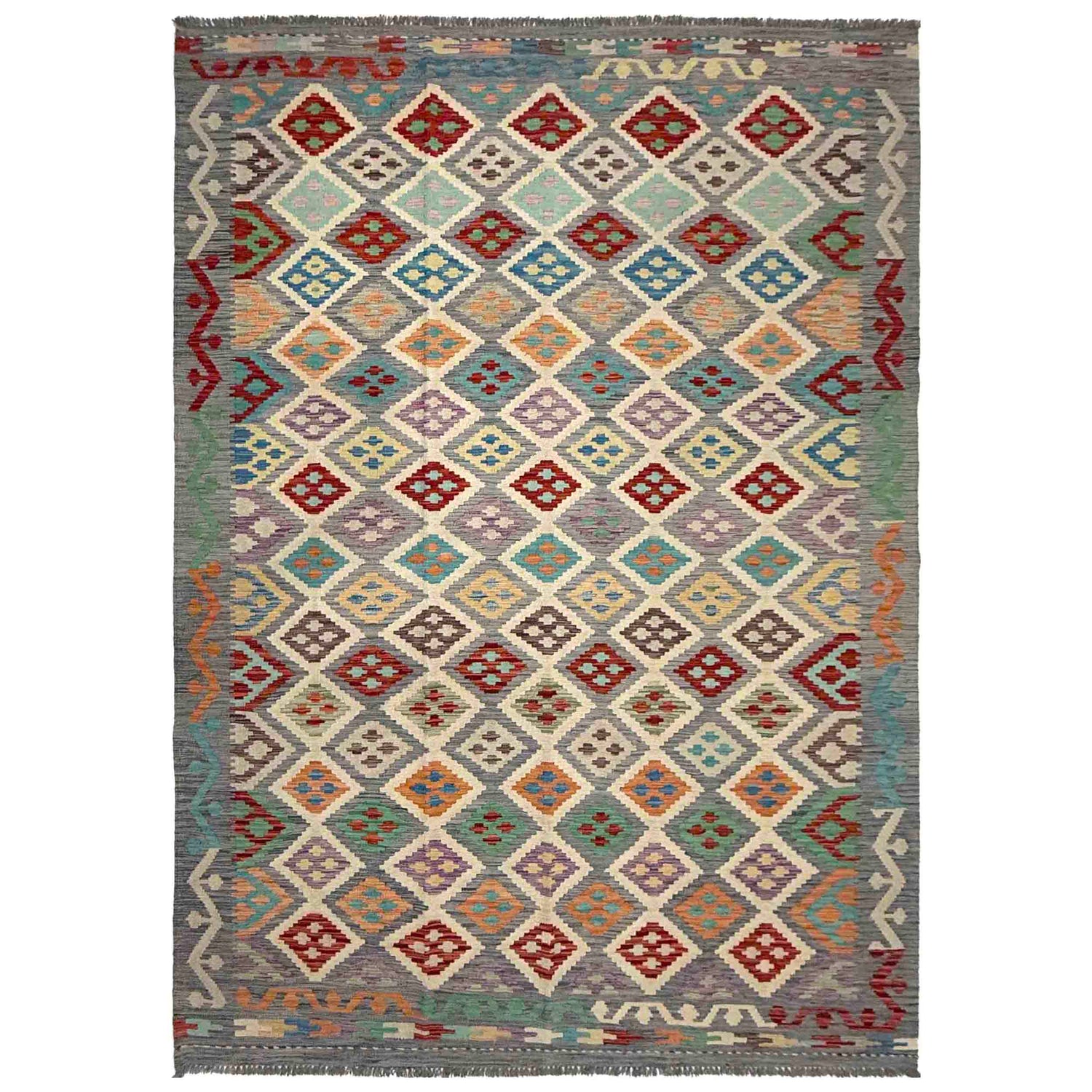 Handmade Multi Kilim Geometric 7x10 ft