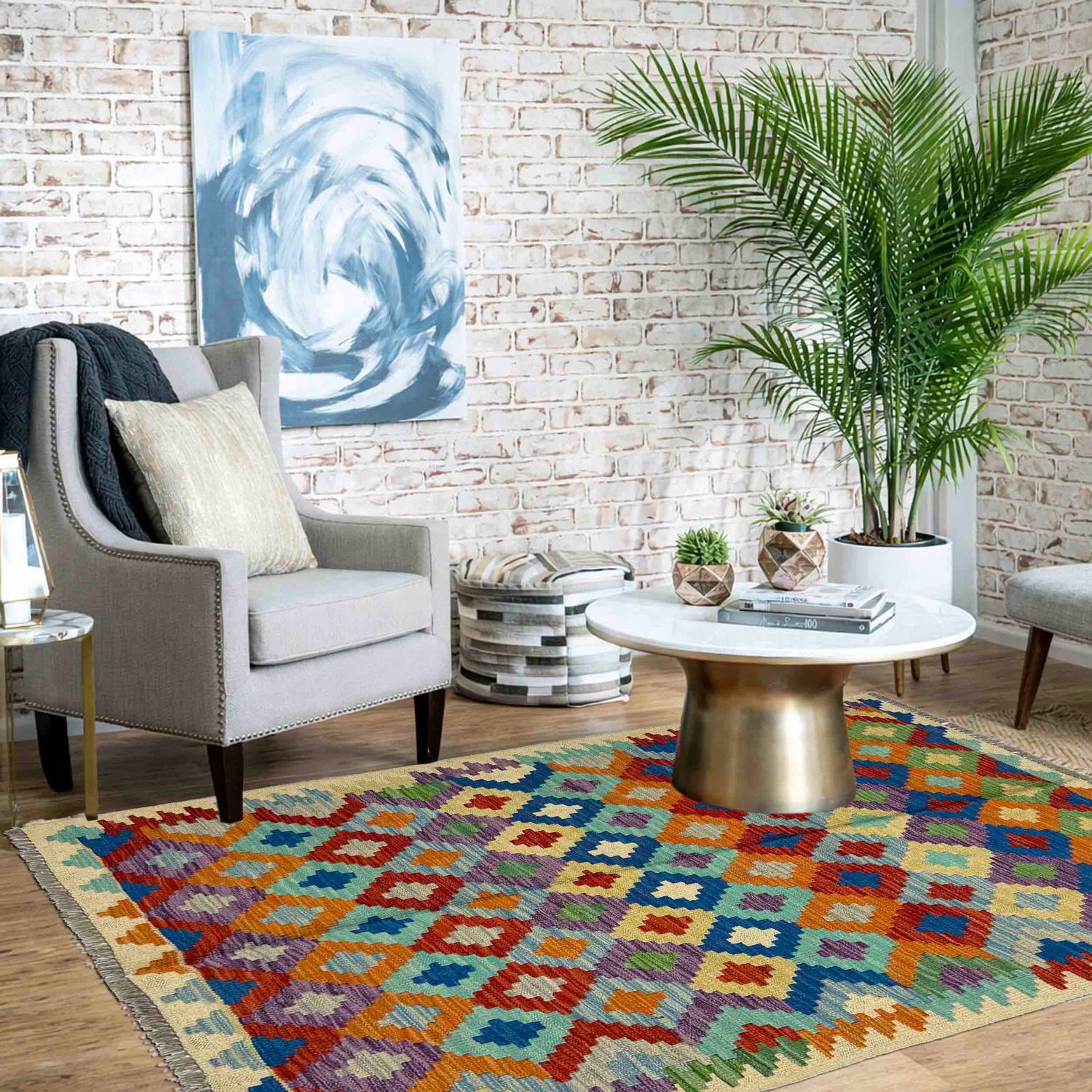Handmade Multi Kilim Geometric 3x5 ft