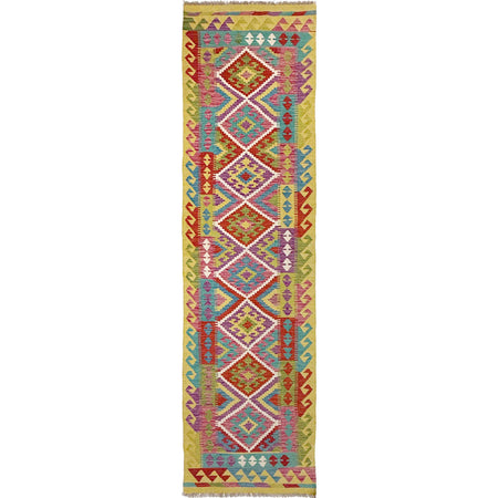 Handmade Multi Kilim Geometric 10' Runner