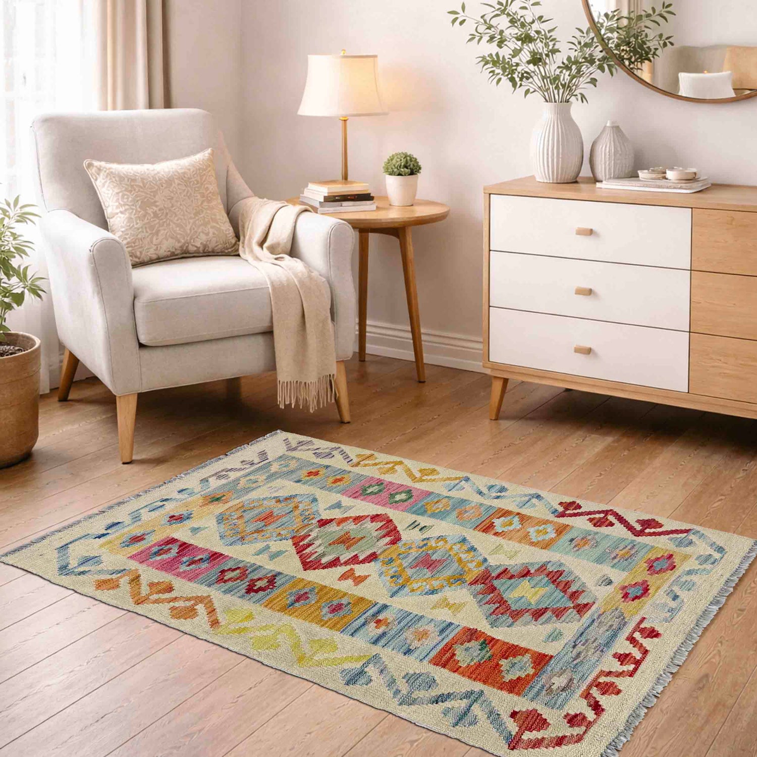 Handmade Multi Kilim Geometric 2x4 ft